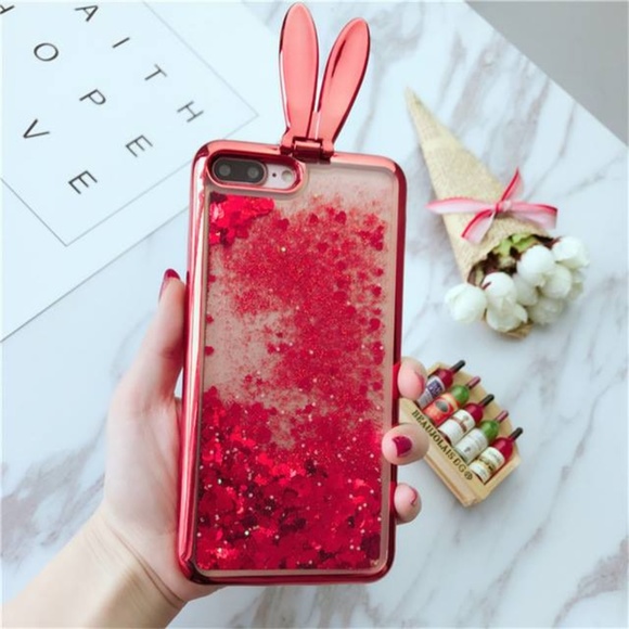 Accessories - iPhone Red Bunny Glitter Case